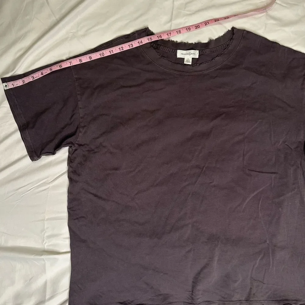 Treasure & Bond Distressed Raw Hem Tee Grey Relaxed Fit Minimalist T-Shirt Large - Picture 10 of 11